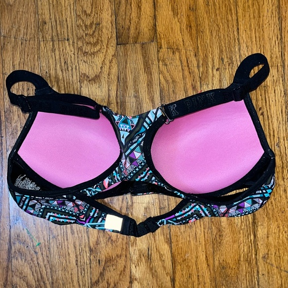 PINK Victoria's Secret Ultimate Push Up Black and Pink Sports Bra Size Large A-C - Picture 4 of 9